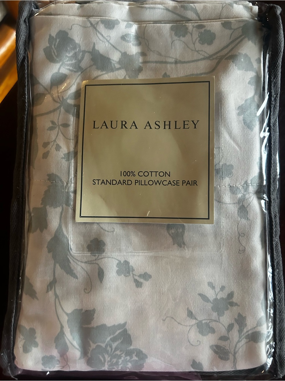 NEW Laura Ashley White & Light Green Floral Pillowcase Pair 100% Cotton